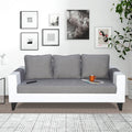 Adorn India Ashley Plain Leatherette Fabric 3 Seater Sofa (Grey & White) (3 Year Warranty)