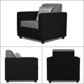 Adorn India Rio Highback 3-1-1 5 Seater Sofa Set (Black & Grey)
