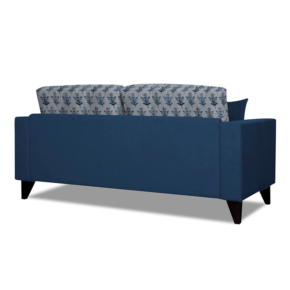 Adorn India Parker Leaf 3 Seater Sofa (Blue) Martin Plus