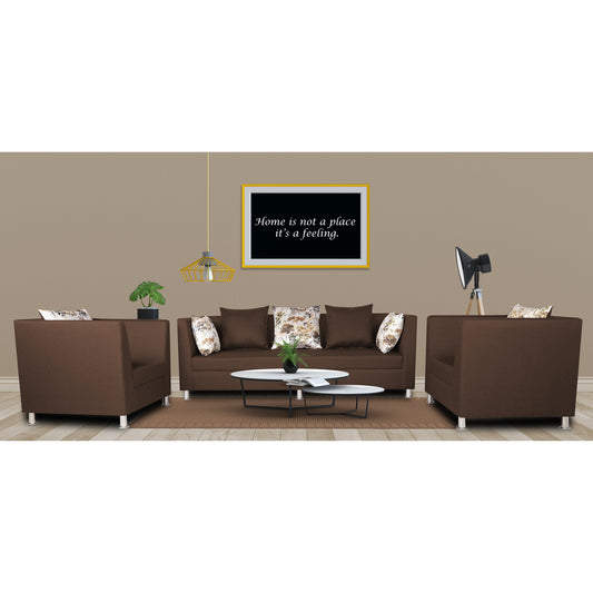 Adorn India Alica 3-1-1 5 Seater Sofa Set(Brown)