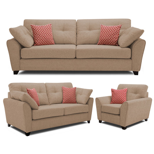 Adorn India Moris 6 Seater 3+2+1 Fabric Sofa Set (Beige)
