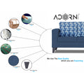 Adorn India Straight line Plus Bricks 3 Seater Sofa (Blue) (3 Year Warranty)