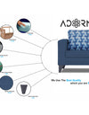 Adorn India Straight line Plus Bricks 3 Seater Sofa (Blue)