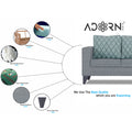 Adorn India Straight line Plus Blossom 3 Seater Sofa (Grey) (3 Year Warranty)