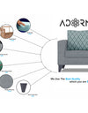 Adorn India Straight line Plus Blossom 3 Seater Sofa (Grey)