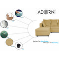 Zink Straight line L Shape 5 Seater Sofa Plain Cushion (Left Side Handle) (Beige)