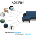 Adorn India Aladra L Shape Decent 5 Seater Sofa Set LHS (Blue & Black) (3 Year Warranty)