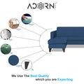 Adorn India Aladra L Shape Decent 5 Seater Sofa Set LHS (Blue) (3 Year Warranty)