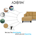 Adorn India Martin L Shape 4 Seater Sofa Set Plain (Left Hand Side (Beige) (3 Year Warranty)