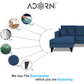 Adorn India Martin L Shape 4 Seater Left Hand Side Sofa Set Plain (Blue) (3 Year Warranty)