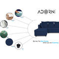 Zink Straight line L Shape 5 Seater Sofa Plain Cushion (Left Side Handle)(Blue)