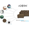 Zink Straight line L Shape 6 Seater Sofa Plain Cushion (Left Side Handle)(Camel)