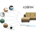 Zink Straight line L Shape 6 Seater Sofa Plain Cushion (Left Side Handle)(Brown & Beige)