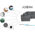 Adorn India Rio Decent L Shape 6 Seater Corner Sofa Set Left Side Handle (Grey) (3 Year Warranty)
