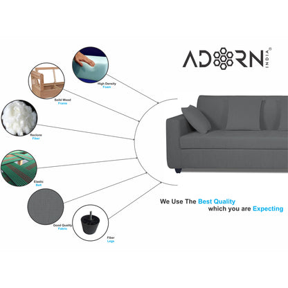 Adorn India Rio Decent L Shape 6 Seater corner Sofa Set (Right Side Handle) (Grey)