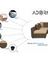 Adorn India Rio Decent L Shape 6 Seater corner Sofa Set (Left Side Handle) (Brown & Beige)