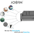Adorn India Martin L Shape 4 Seater Sofa Set Plain (Right Hand Side) (Grey) (3 Year Warranty)