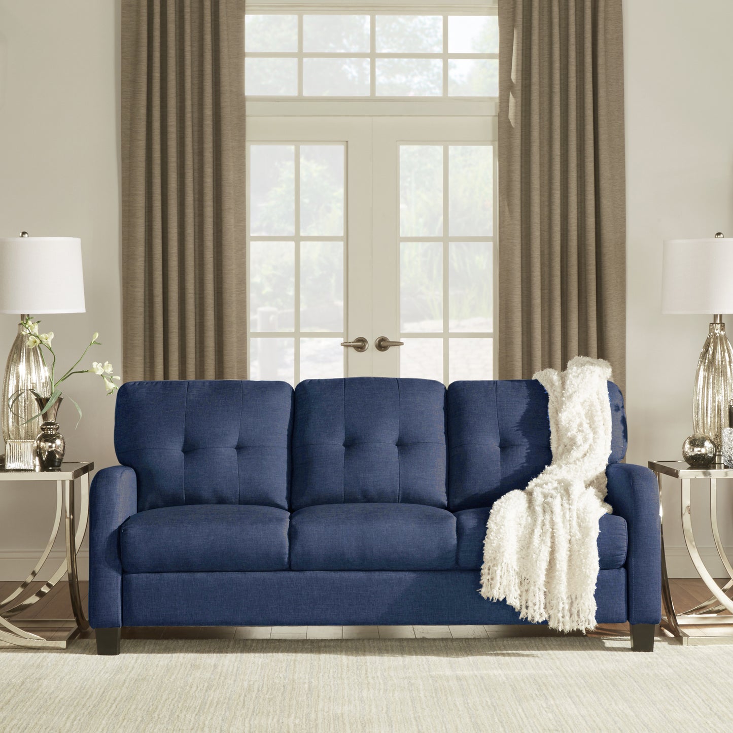 Adorn India Astor 3+1+1 Sofa Set (Blue)