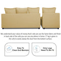 Zink Straight line L Shape 5 Seater Sofa Plain Cushion (Left Side Handle) (Beige)