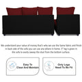 Zink Straight line L Shape 5 Seater Sofa Plain Cushion (Left Side Handle)(Maroon & Black)