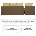 Zink Straight line L Shape 6 Seater Sofa Plain Cushion (Left Side Handle)(Brown & Beige)