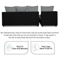 Zink Straight line L Shape 5 Seater Sofa Plain Cushion (Left Side Handle)(Grey & Black)