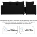 Zink Straight line L Shape 5 Seater Sofa Plain Cushion (Left Side Handle)(Black), Wood, Foam