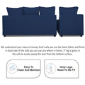 Zink Straight line L Shape 5 Seater Sofa Plain Cushion (Left Side Handle)(Blue)