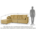 Zink Straight line L Shape 5 Seater Sofa Plain Cushion (Left Side Handle) (Beige)