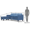 Adorn India Dorothy Blossom L Shape 5 Seater Sofa Set (Left Hand Side) (Blue) (3 Year Warranty)