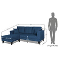Adorn India Martin L Shape 4 Seater Left Hand Side Sofa Set Plain (Blue) (3 Year Warranty)