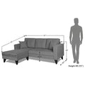 Adorn India Martin L Shape 4 Seater Sofa Set Plain (Left Hand Side) (Grey) (3 Year Warranty)