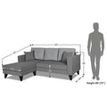 Adorn India Hector Stripes L Shape 4 Seater Sofa Set (Left Hand Side) (Grey) Martin Plus (3 Year Warranty)