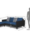 Adorn India Beetle L Shape 5 Seater Sofa Set Rhombus (Left Hand Side) (Blue & Black)