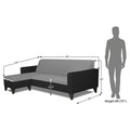 Adorn India Aladra L Shape Decent 5 Seater Sofa Set LHS (Grey & Black) (3 Year Warranty)