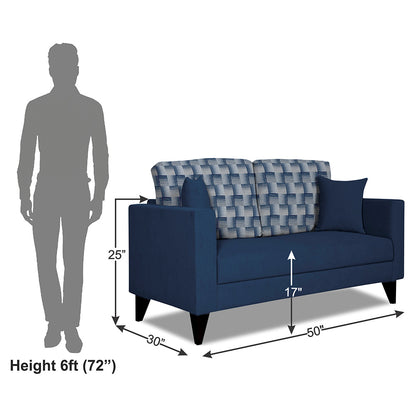 Adorn India Berlin Bricks 2 Seater Sofa (Blue) Martin Plus (3 Year Warranty)