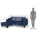 Adorn India Hector Stripes L Shape 4 Seater Sofa Set (Left Hand Side) (Blue) Martin Plus (3 Year Warranty)