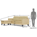 Adorn India Calloway Bricks L Shape 5 Seater Sofa Set LHS (Beige)
