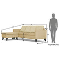 Adorn India Abington Stripes L Shape 5 Seater Sofa Set LHS (Beige) (3 Year Warranty)