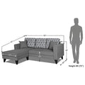 Adorn India Parker Leaf L Shape 4 Seater Sofa Set - Left Hand Side (Grey) Martin Plus (3 Year Warranty)