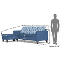 Adorn India Bruce Leaf L Shape 5 Seater Sofa Set LHS (Blue) (3 Year Warranty)