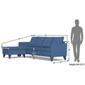 Adorn India Jonas Decent L Shape 5 Seater Sofa Set LHS (Blue) (3 Year Warranty)