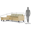 Adorn India Dorothy Blossom L Shape 5 Seater Sofa Set (Left Hand Side) (Beige) (3 Year Warranty)