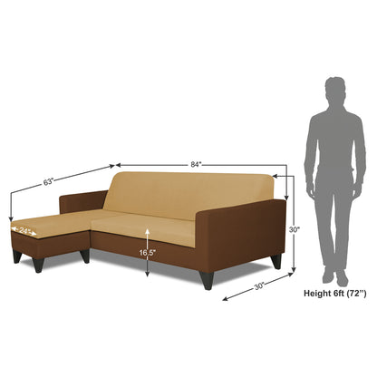 Adorn India Aladra L Shape Decent 5 Seater Sofa Set (Left Hand Side) (Brown & Beige)