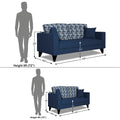 Adorn India Berlin Bricks 3+2 5 Seater Sofa Set (Blue) Martin Plus (3 Year Warranty)