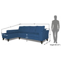 Adorn India Maddox Plain L Shape 6 Seater Sofa Set LHS (Blue) (3 Year Warranty)