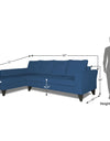 Adorn India Maddox L Shape 6 Seater Sofa Set Plain (Left Hand Side) (Blue)