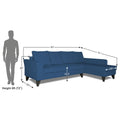 Adorn India Maddox Tufted L Shape 6 Seater Sofa Set RHS (Blue) (3 Year Warranty)