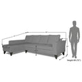Adorn India Maddox Plain L Shape 6 Seater Sofa Set LHS (Grey) (3 Year Warranty)