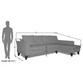 Adorn India Maddox Plain L Shape 6 Seater Sofa Set RHS (Grey) (3 Year Warranty)